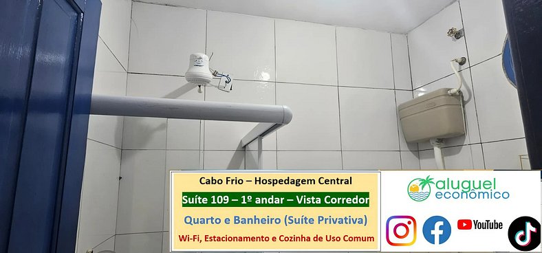 Hospedagem Central - Suíte 109 - Cabo Frio - Aluguel Econômi