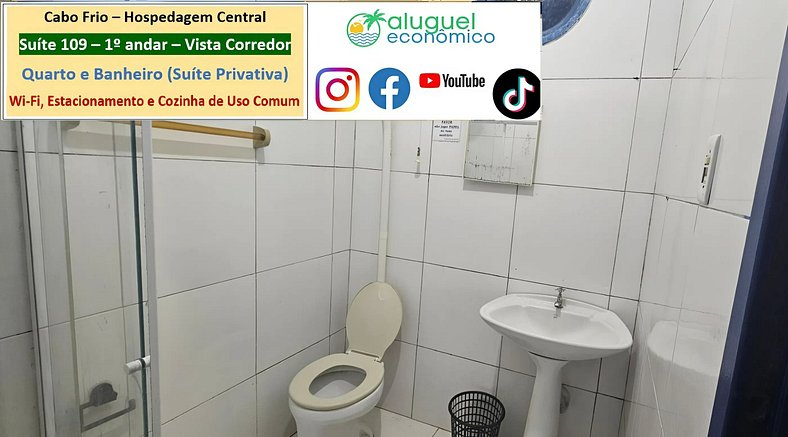 Hospedagem Central - Suíte 109 - Cabo Frio - Aluguel Econômi