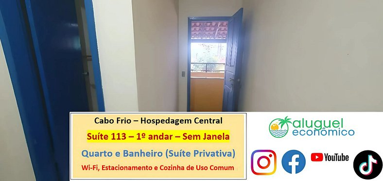 Hospedagem Central - Suíte 113 - Cabo Frio - Aluguel Econômi