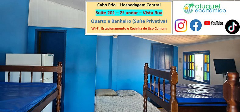 Hospedagem Central - Suíte 201 - Cabo Frio - Aluguel Econômi