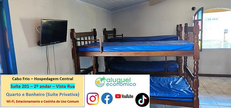 Hospedagem Central - Suíte 201 - Cabo Frio - Aluguel Econômi