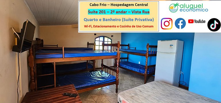 Hospedagem Central - Suíte 201 - Cabo Frio - Aluguel Econômi