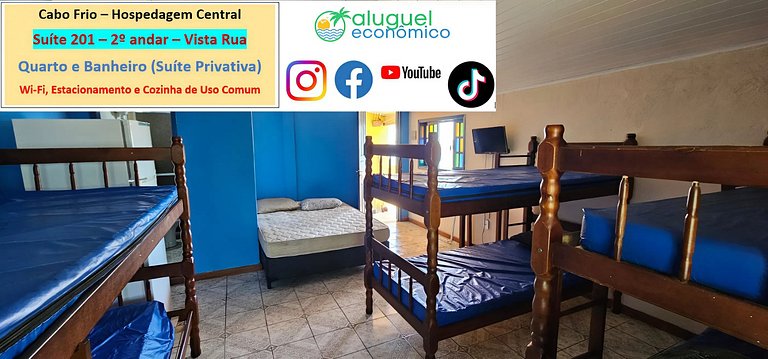 Hospedagem Central - Suíte 201 - Cabo Frio - Aluguel Econômi