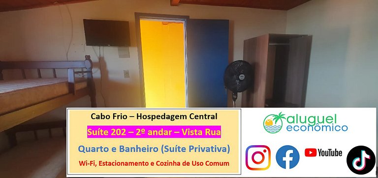 Hospedagem Central - Suíte 202 - Cabo Frio - Aluguel Econômi