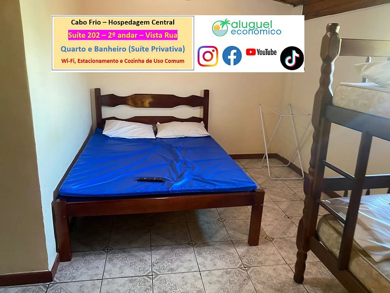 Hospedagem Central - Suíte 202 - Cabo Frio - Aluguel Econômi