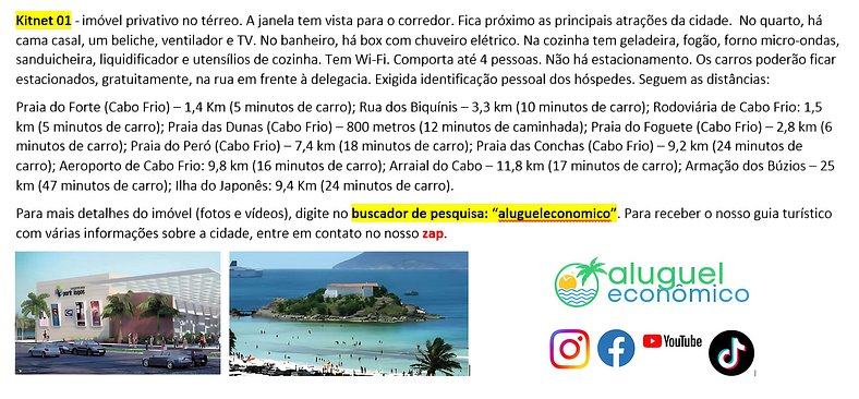 Jardim Caiçara - Kitnet 01 - Cabo Frio - Alquiler Económico