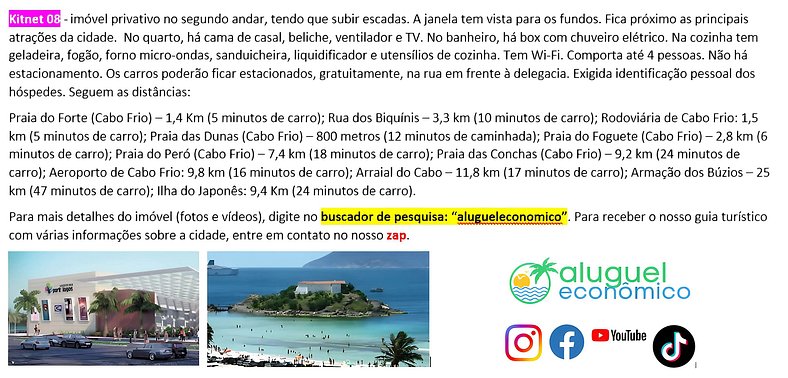 Jardim Caiçara - Kitnet 08 - Cabo Frio - Alquiler Económico