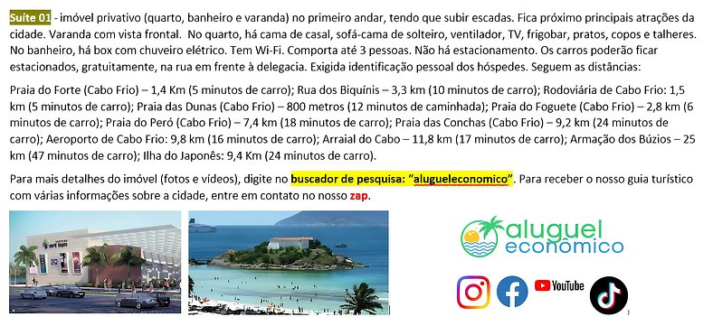 Jardim Caiçara - Suite 01 - Cabo Frio - Alquiler Económico