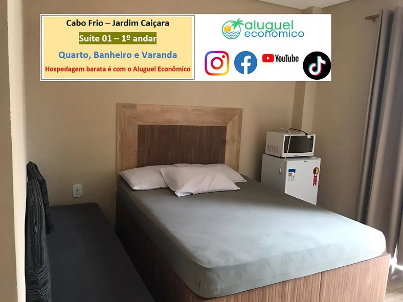 Jardim Caiçara - Suíte 01 - Cabo Frio - Aluguel Econômico