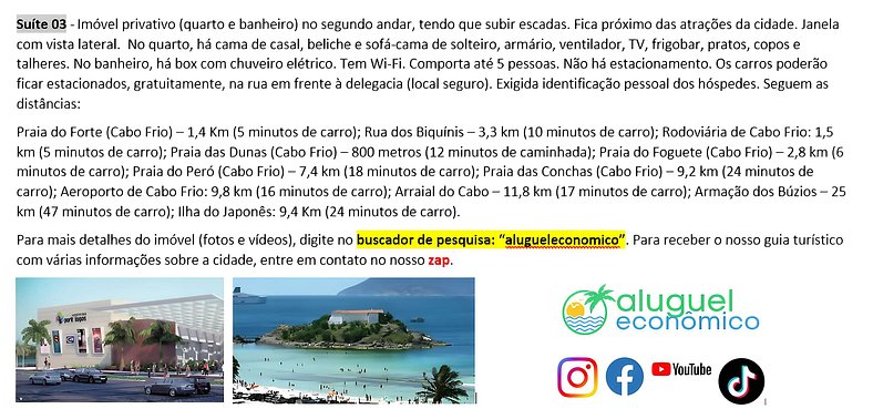 Jardim Caiçara - Suite 03 - Cabo Frio - Alquiler Económico