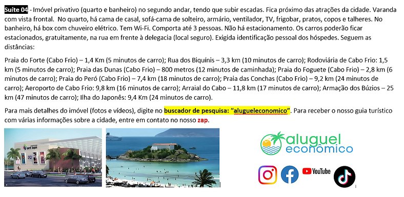 Jardim Caiçara - Suite 04 - Cabo Frio - Alquiler Económico