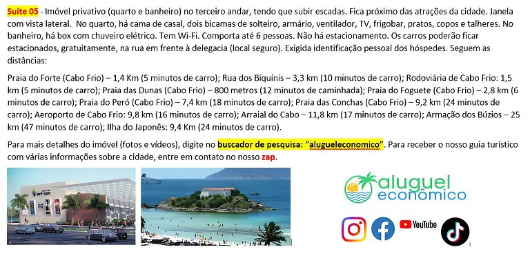 Jardim Caiçara - Suite 05 - Cabo Frio - Alquiler Económico