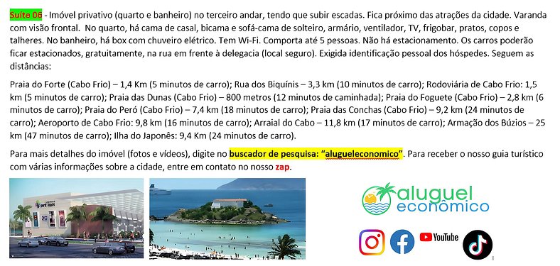 Jardim Caiçara - Suite 06 - Cabo Frio - Alquiler Económico