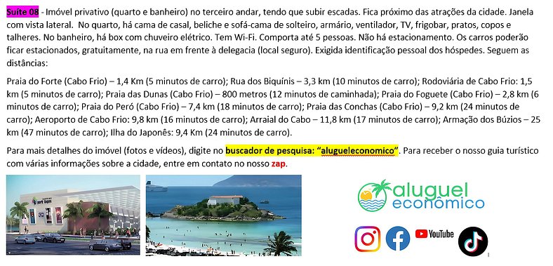 Jardim Caiçara - Suite 08 - Cabo Frio - Alquiler Económico