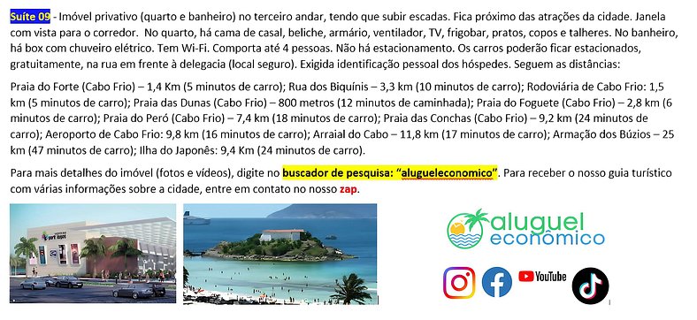 Jardim Caiçara - Suite 09 - Cabo Frio - Alquiler Económico