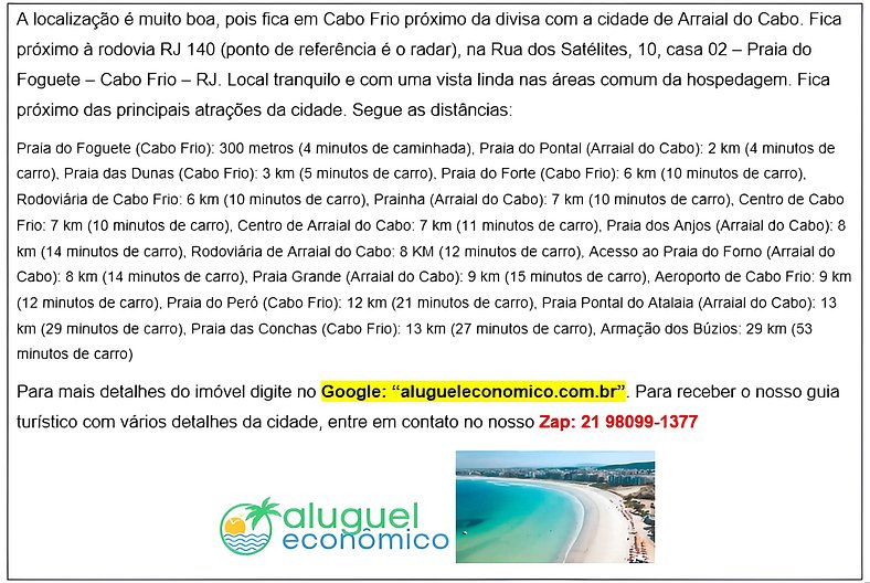 Praia do Foguete - Suíte 10 - Cabo Frio - Aluguel Econômico