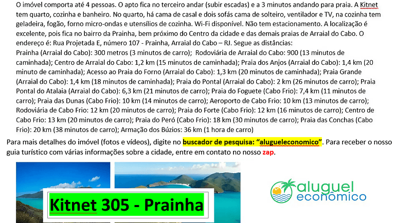 Prainha - Kitnet 305 - Arraial do Cabo - Aluguel Econômico