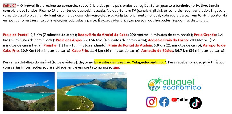 Recanto das Tartarugas - Suite 04 - Arraial do Cabo - Alquil