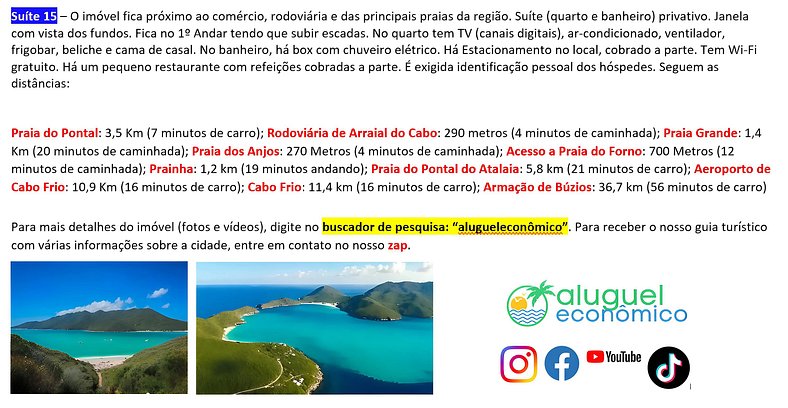 Recanto das Tartarugas - Suite 09 - Arraial do Cabo - Econom