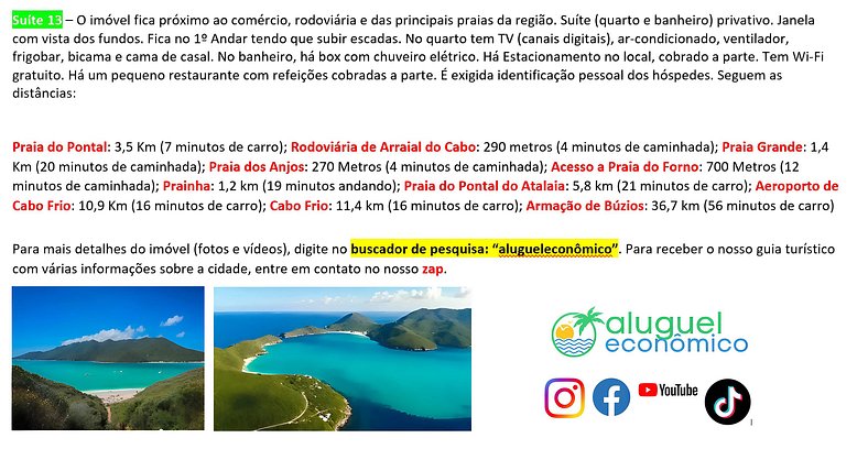 Recanto das Tartarugas - Suite 13 - Arraial do Cabo - Alquil