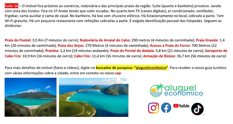 Recanto das Tartarugas - Suite 16 - Arraial do Cabo - Alquil