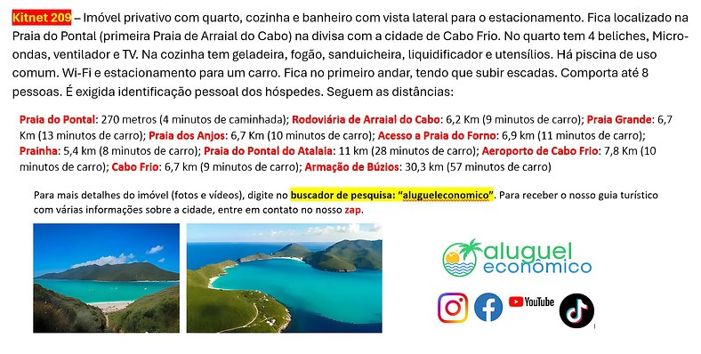 Subuai Village - Kitnet 209 - Arraial do Cabo - Alquiler Eco