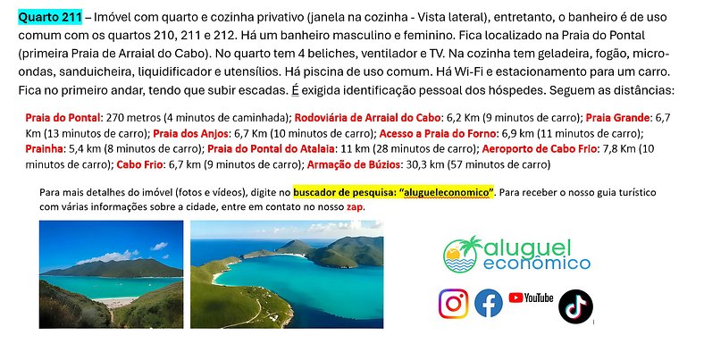 Subuai Village - Quarto 211 - Arraial do Cabo - Aluguel Econ