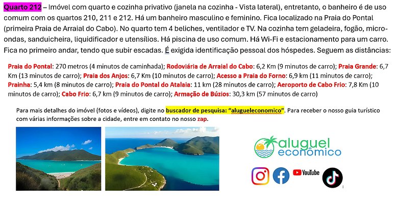 Subuai Village - Quarto 212 - Arraial do Cabo - Aluguel Econ