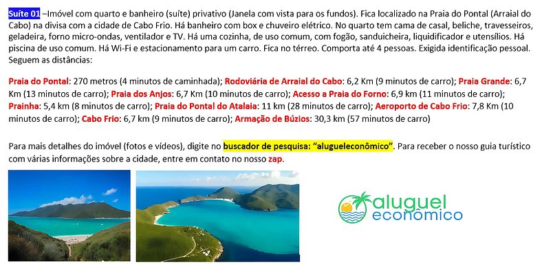 Subuai Village - Suite 01 - Arraial do Cabo - Economic Rent