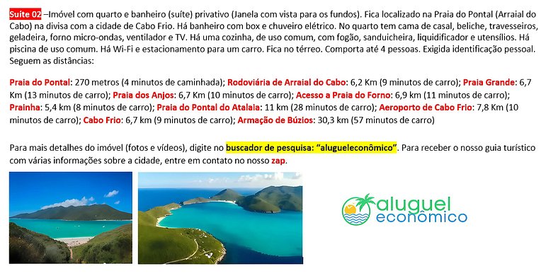 Subuai Village - Suite 02 - Arraial do Cabo - Economic Rent