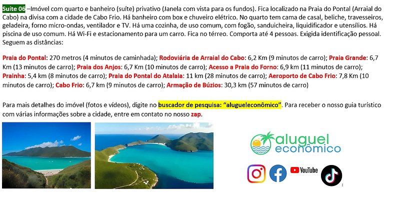 Subuai Village - Suite 06 - Arraial do Cabo - Economic Renta