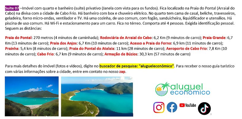 Subuai Village - Suite 07 - Arraial do Cabo - Economic Renta