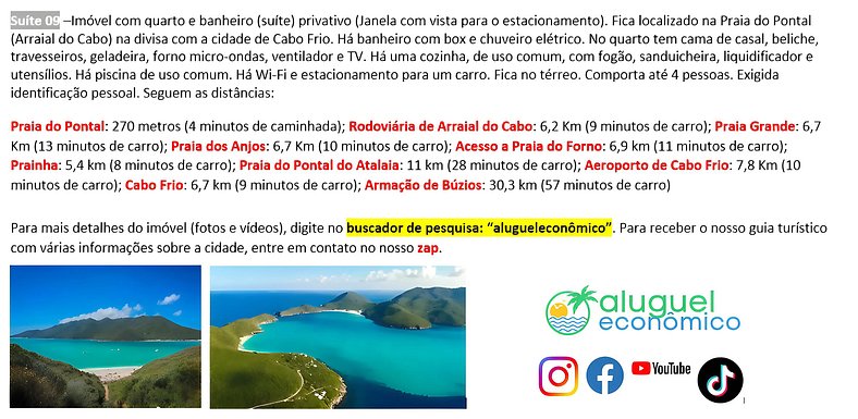 Subuai Village - Suite 09 - Arraial do Cabo - Economic Renta