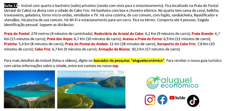 Subuai Village - Suite 11 - Arraial do Cabo - Economic Rent