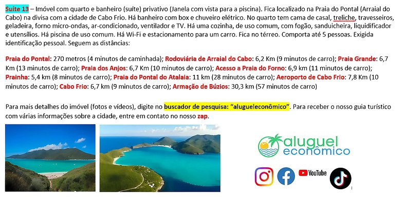 Subuai Village - Suite 13 - Arraial do Cabo - Economic Rent