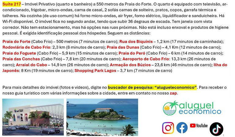 Suite 217 - Cabo Frio - Center - Galeria Êxito