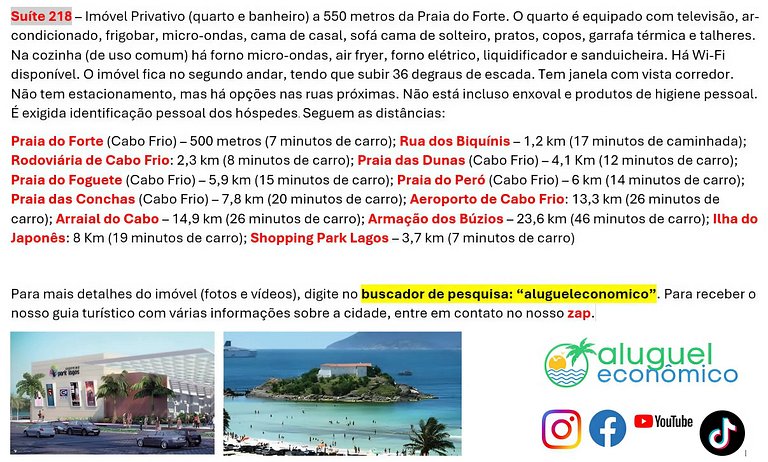 Suite 218 - Cabo Frio - Center - Galeria Êxito